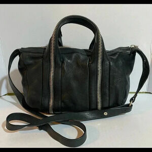 Kelsi dagger black leather satchel handbag